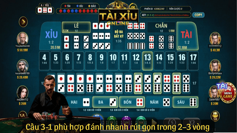Cầu 3-1 phù hợp đánh nhanh rút gọn trong 2–3 vòng